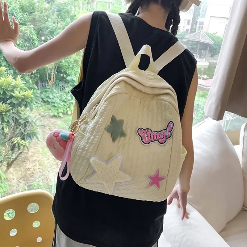 MARKANGARO Fabric Backpack Small Size Women's Yellow/Blue-5