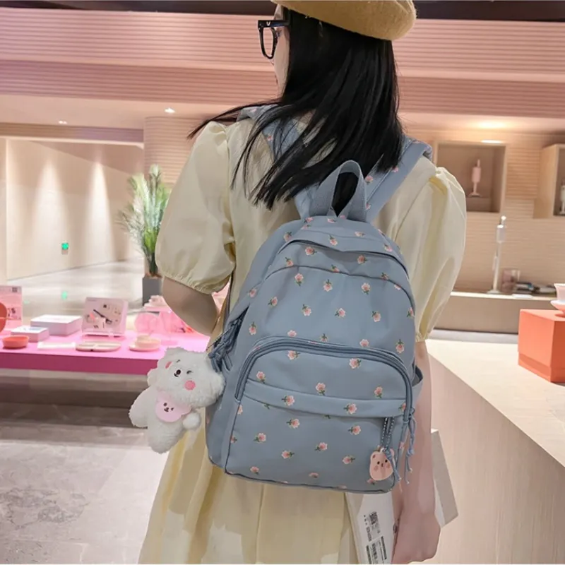 MARKANGARO Nylon Backpack Regular Women's White/Blue/Pink-8