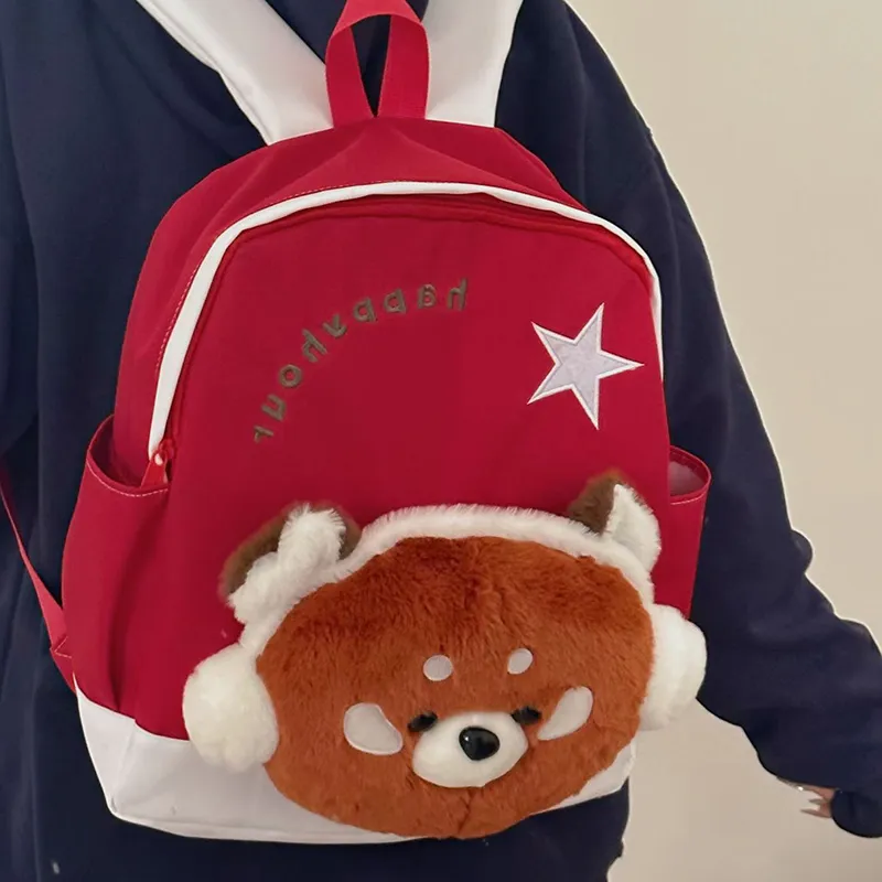 MARKANGARO Nylon Backpack Regular Unisex Red White/Pink Blue-5