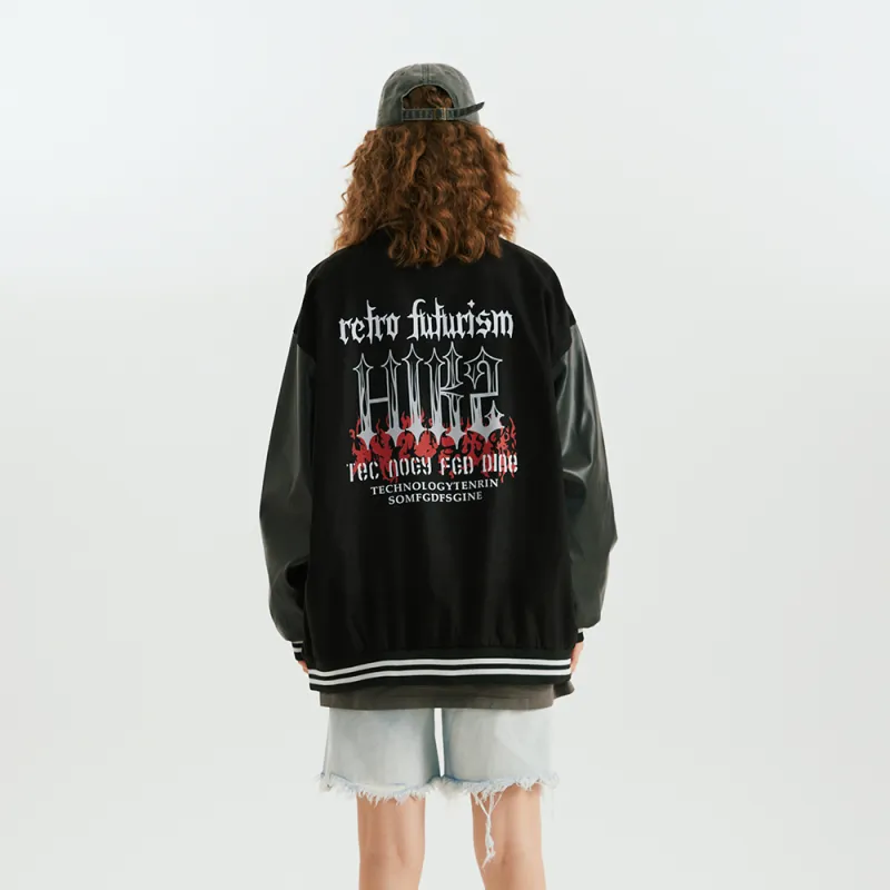 HIKZ Baseball Jacket Coat Unisex Black-2