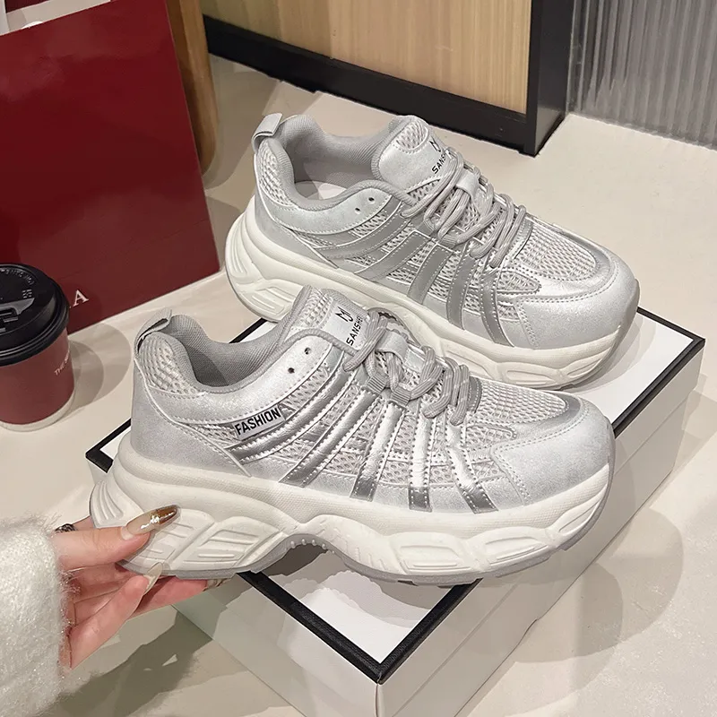 Daying Breathable Height Increase Low Top Chunky Sneakers Women's-2