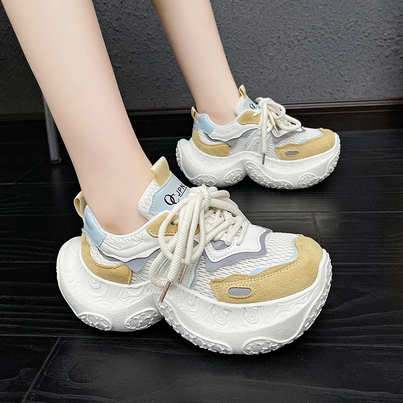 Daying Breathable Height Increase Low Top Chunky Sneakers Women's-8