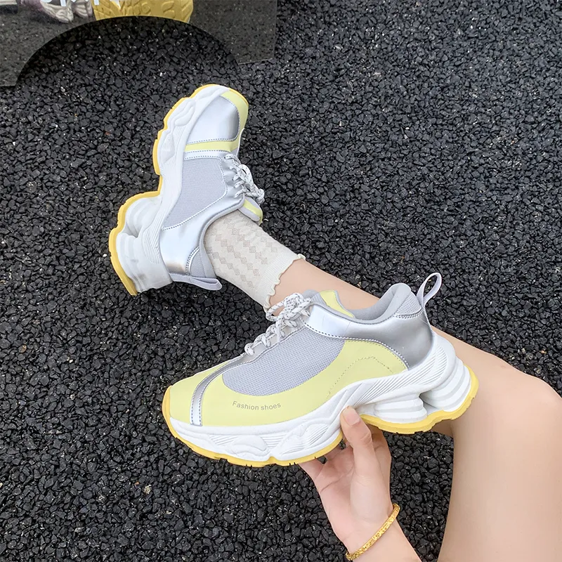 Daying Breathable Height Increase Low Top Chunky Sneakers Women's-8