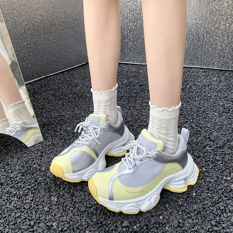 Daying Breathable Height Increase Low Top Chunky Sneakers Women's-4