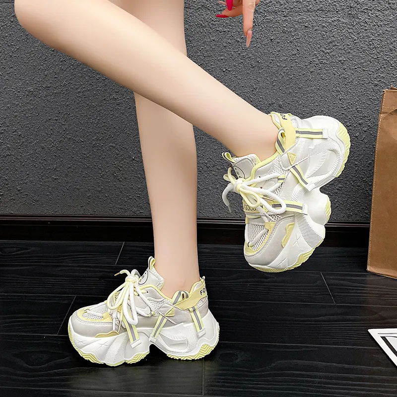 Daying Breathable Height Increase Low Top Chunky Sneakers Women's-9