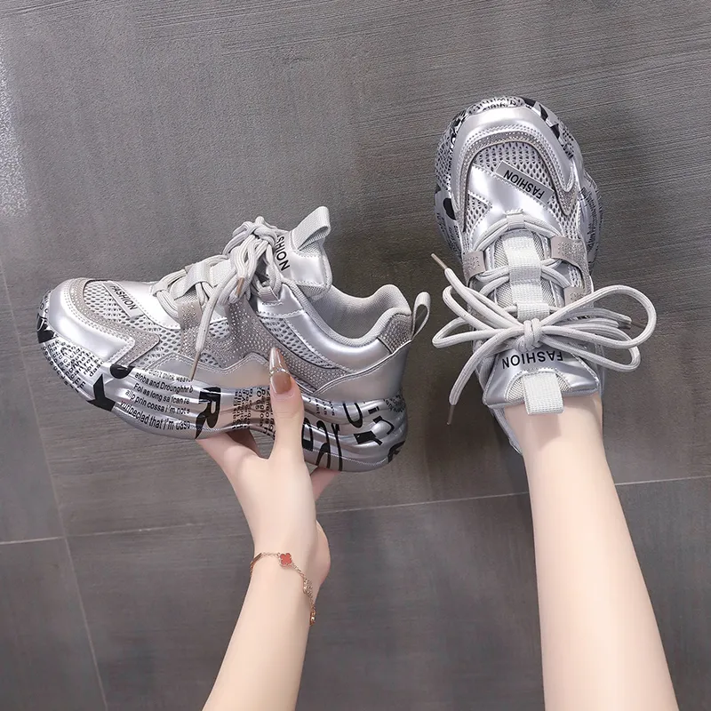 Daying Breathable Height Increase Low Top Chunky Sneakers Women's-8