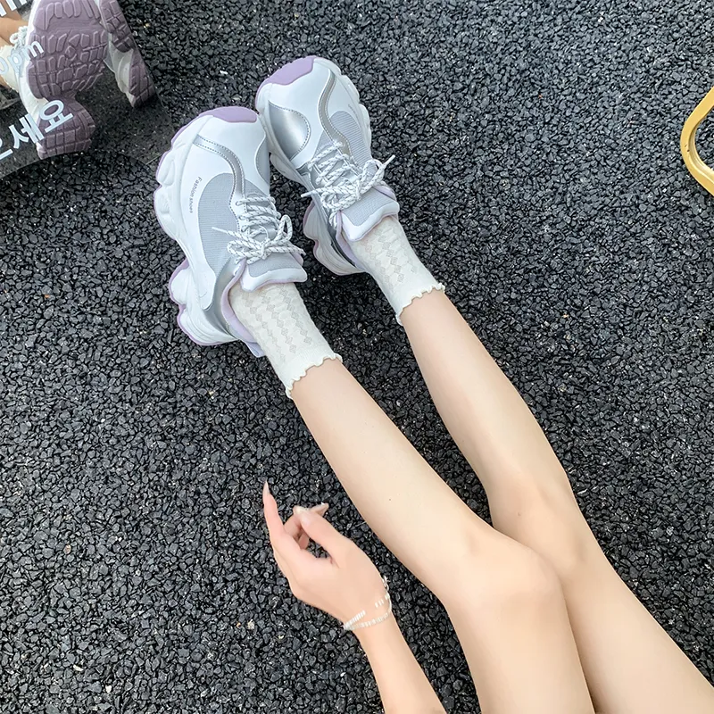 Daying Breathable Height Increase Low Top Chunky Sneakers Women's-15