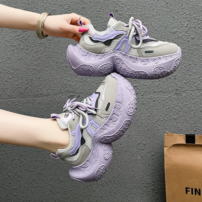 Daying Breathable Height Increase Low Top Chunky Sneakers Women's-1