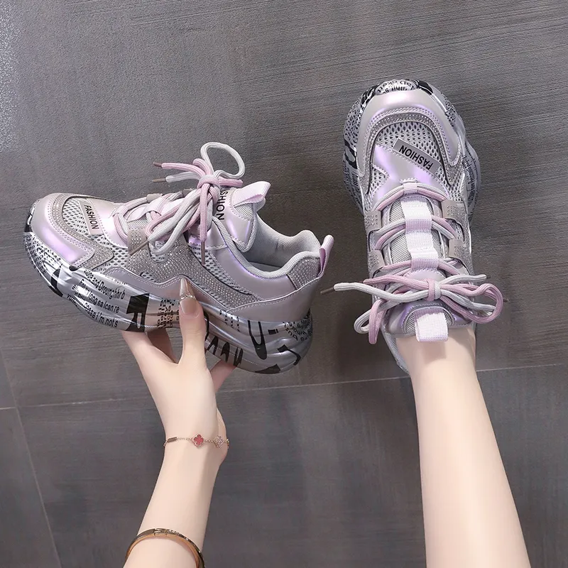 Daying Breathable Height Increase Low Top Chunky Sneakers Women's-2