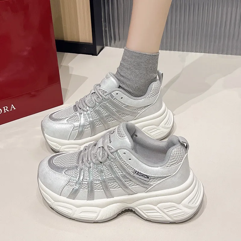 Daying Breathable Height Increase Low Top Chunky Sneakers Women's-3