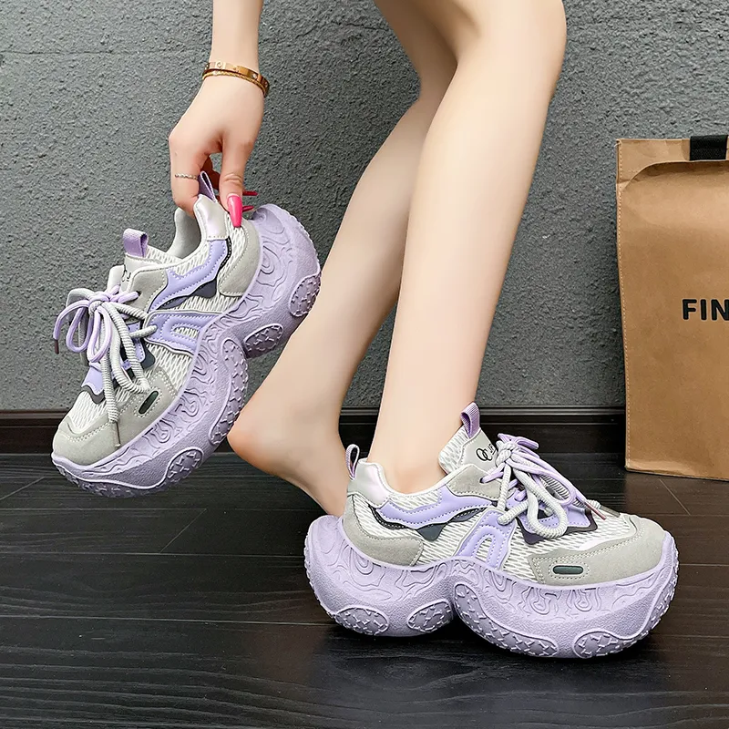 Daying Breathable Height Increase Low Top Chunky Sneakers Women's-2