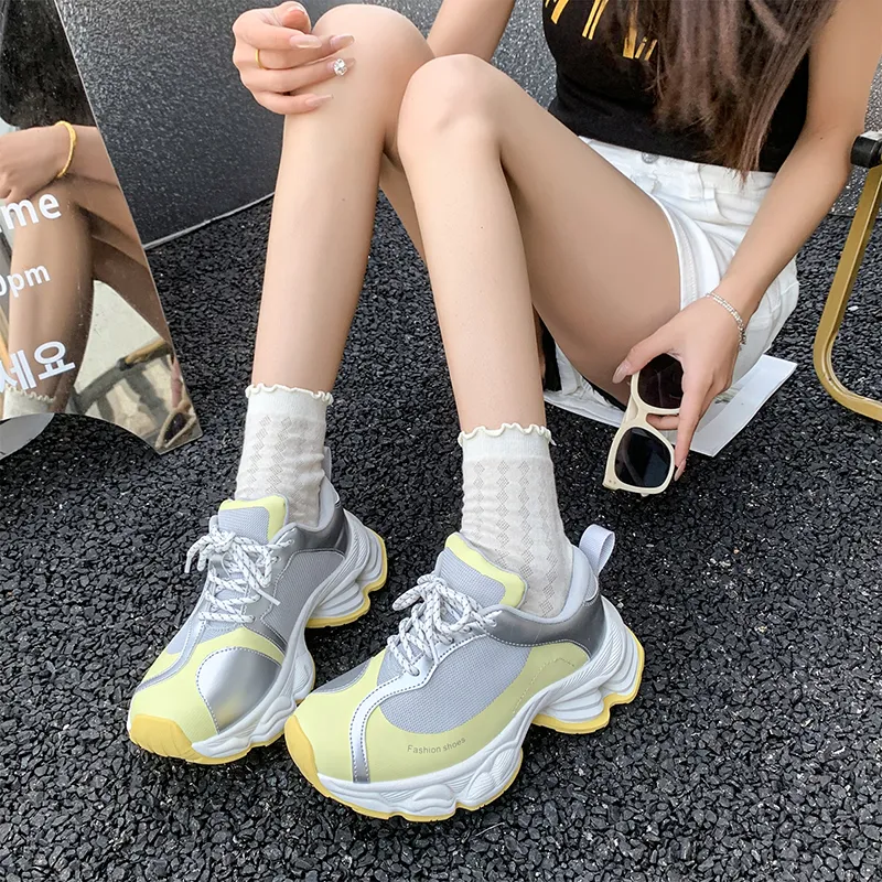 Daying Breathable Height Increase Low Top Chunky Sneakers Women's-2