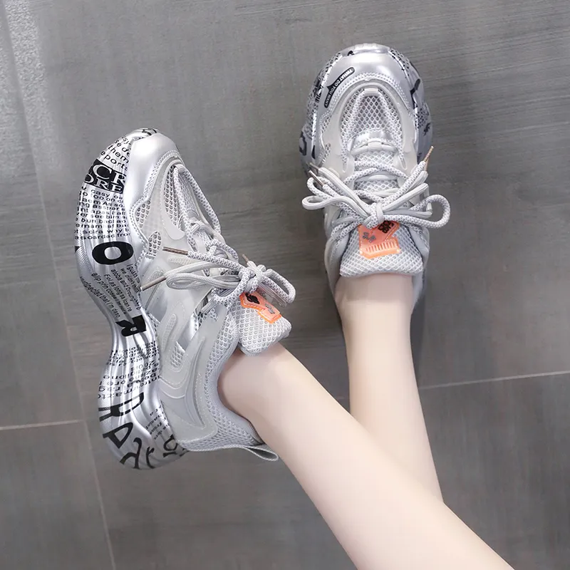 Daying Breathable Height Increase Low Top Chunky Sneakers Women's-6