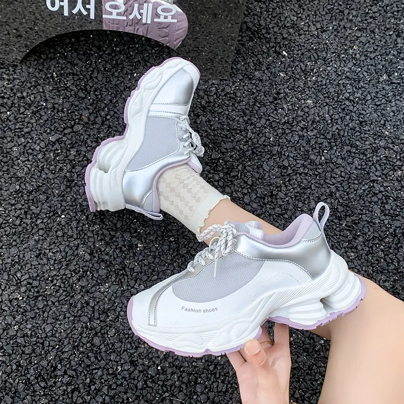 Daying Breathable Height Increase Low Top Chunky Sneakers Women's-12