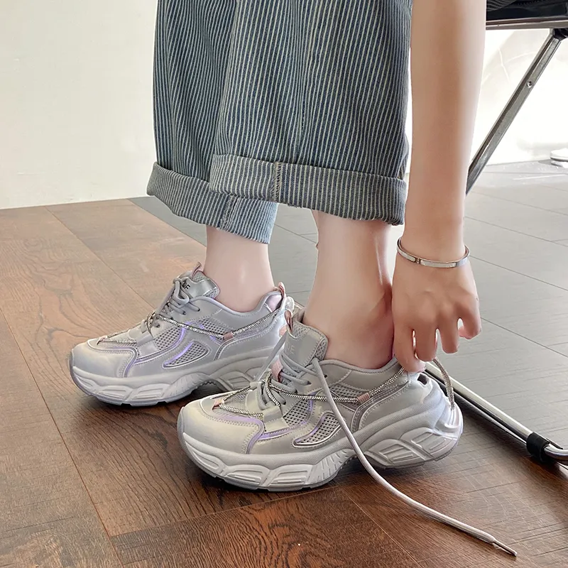 Daying Breathable Height Increase Low Top Chunky Sneakers Women's-7