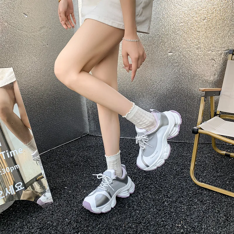 Daying Breathable Height Increase Low Top Chunky Sneakers Women's-10