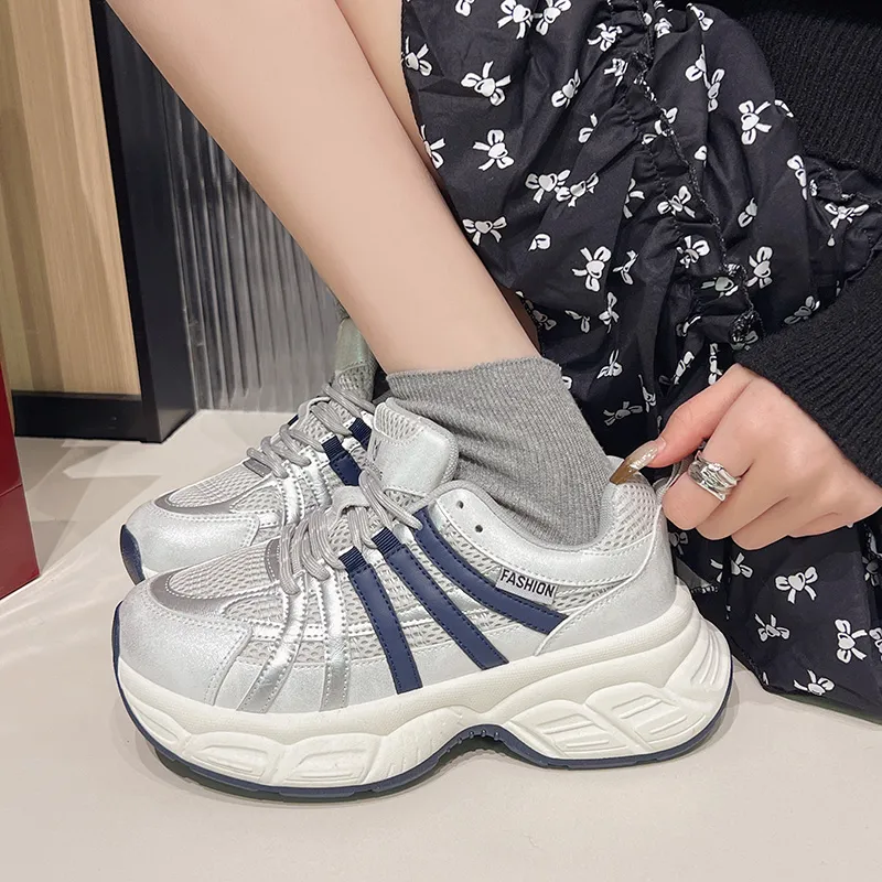 Daying Breathable Height Increase Low Top Chunky Sneakers Women's-7