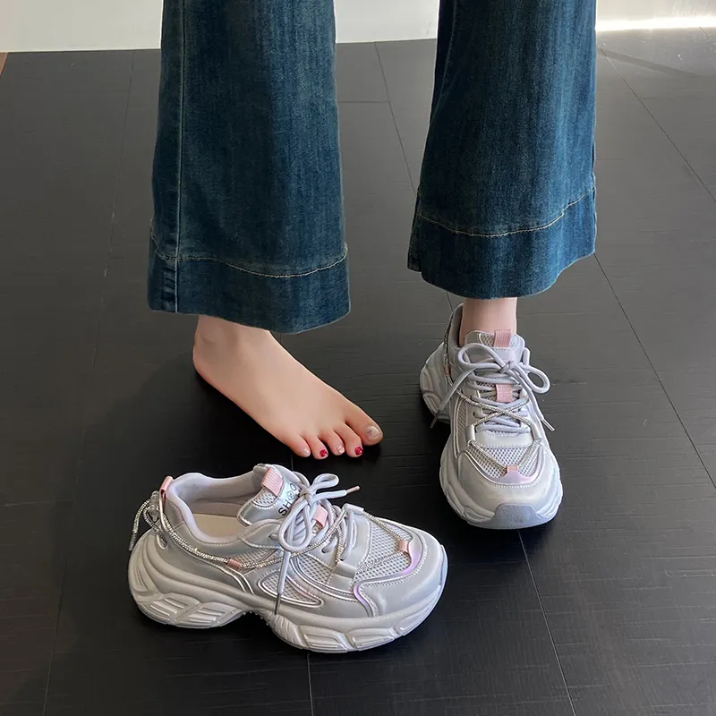 Daying Breathable Height Increase Low Top Chunky Sneakers Women's-8