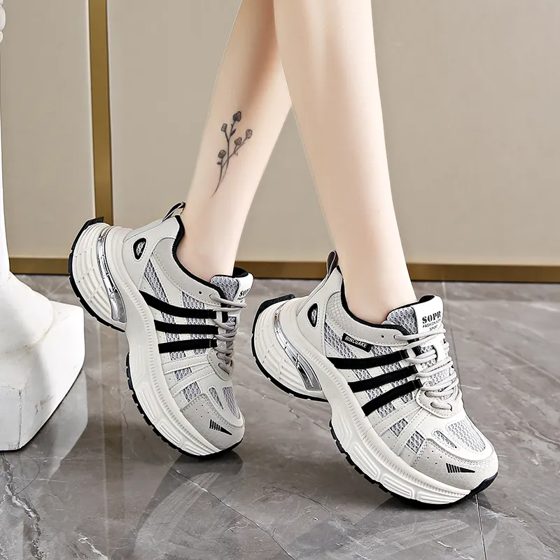 Daying Breathable Height Increase Low Top Chunky Sneakers Women's-3