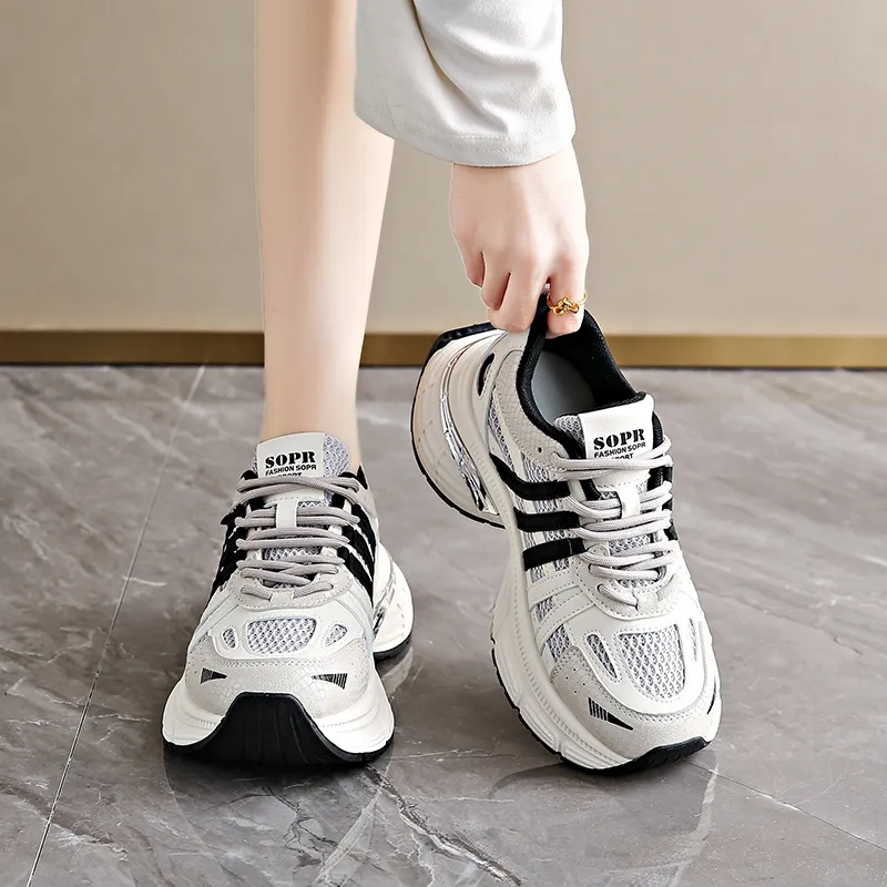 Daying Breathable Height Increase Low Top Chunky Sneakers Women's-4