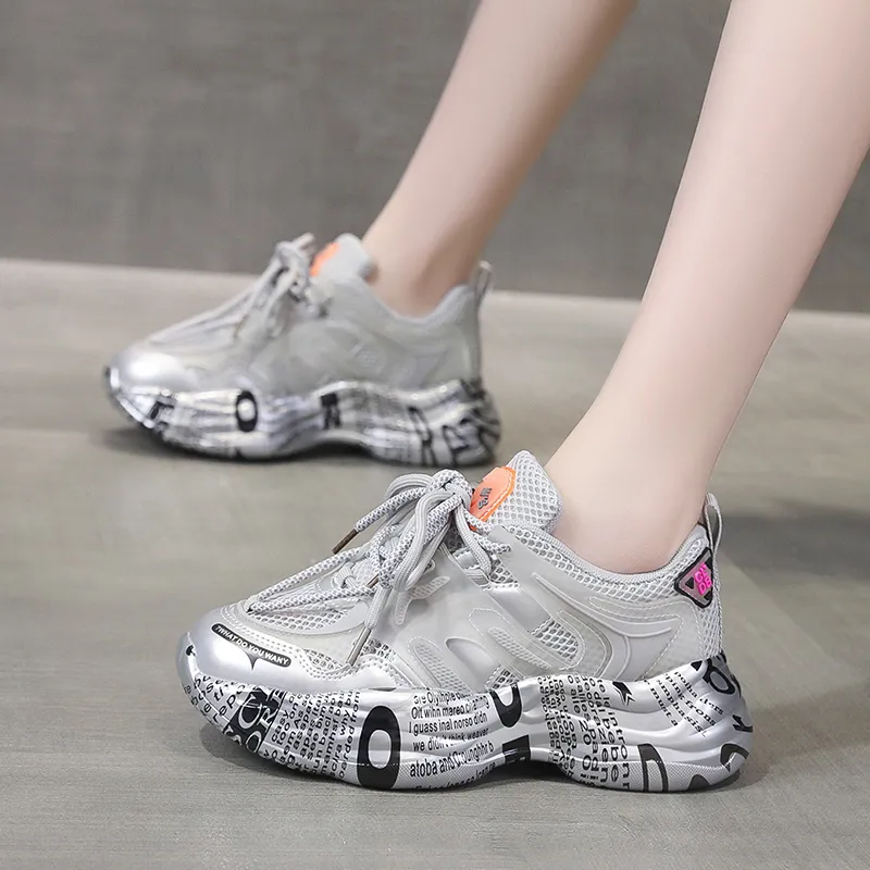 Daying Breathable Height Increase Low Top Chunky Sneakers Women's-7
