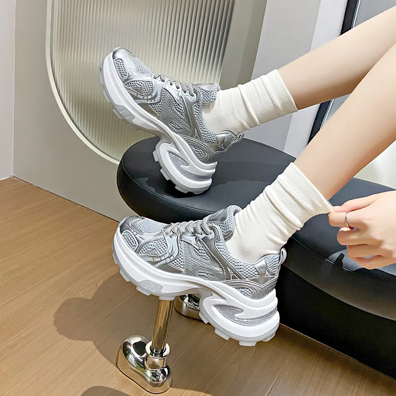 Daying Slip Resistant, Breathable, Height Increasing Low Top Chunky Sneakers Women's-3