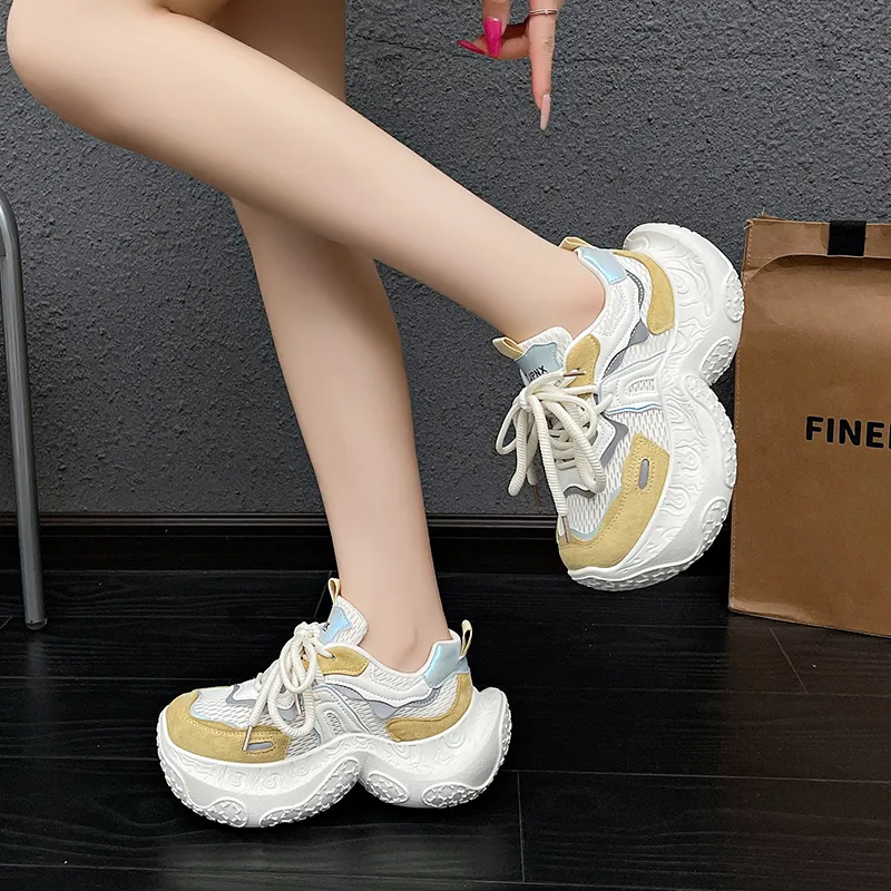 Daying Breathable Height Increase Low Top Chunky Sneakers Women's-7