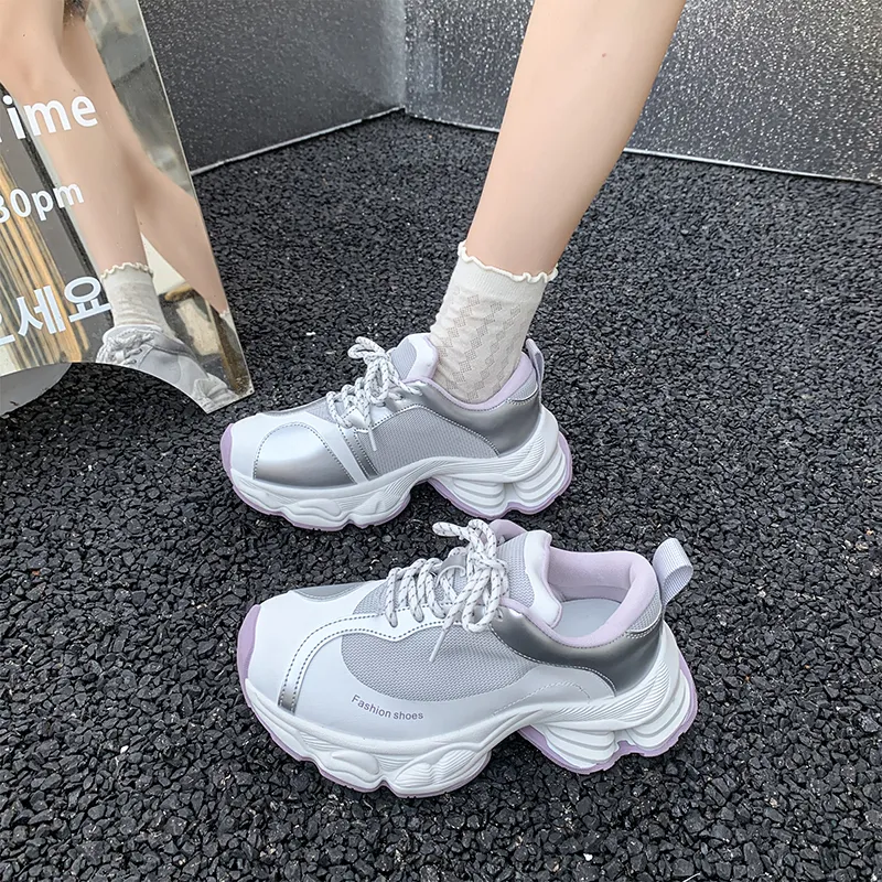 Daying Breathable Height Increase Low Top Chunky Sneakers Women's-16