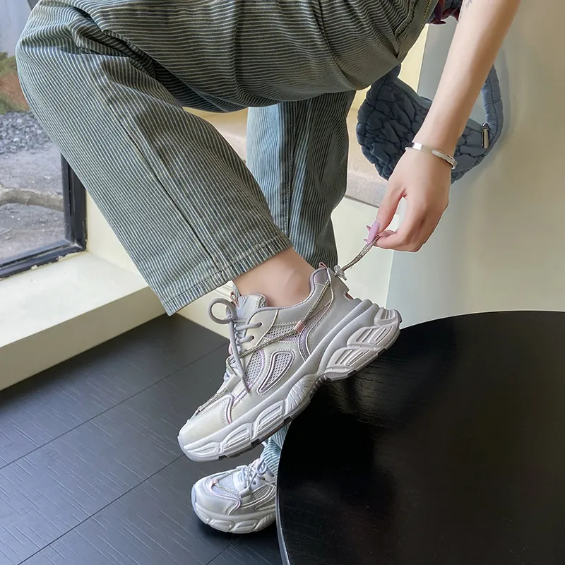 Daying Breathable Height Increase Low Top Chunky Sneakers Women's-9