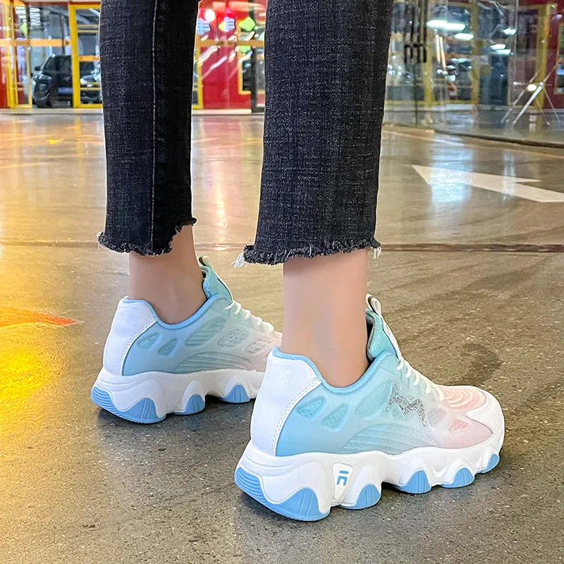 Daying Breathable Height Increase Low Top Casual Shoes Women's-3
