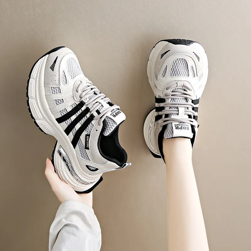 Daying Breathable Height Increase Low Top Chunky Sneakers Women's-5