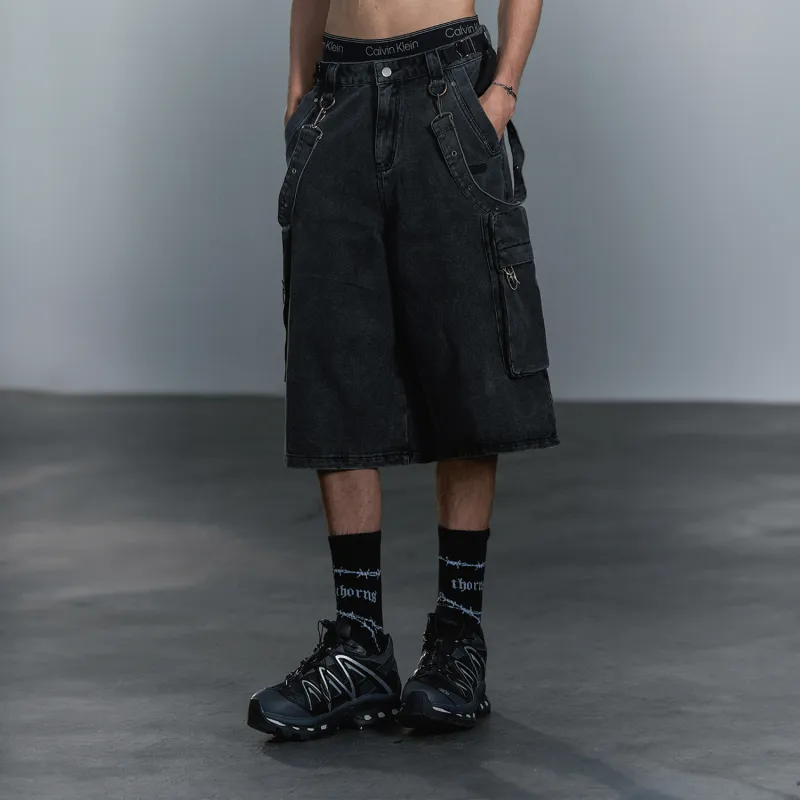 GRKC Denim Shorts Unisex Black-3