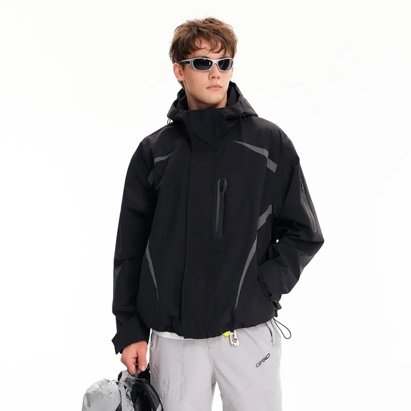 GRKC Windproof UV Protection Water Repellent Windbreaker Jacket Unisex Black-3