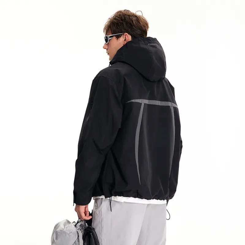 GRKC Windproof UV Protection Water Repellent Windbreaker Jacket Unisex Black-4