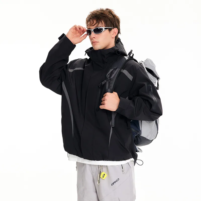 GRKC Windproof UV Protection Water Repellent Windbreaker Jacket Unisex Black-2
