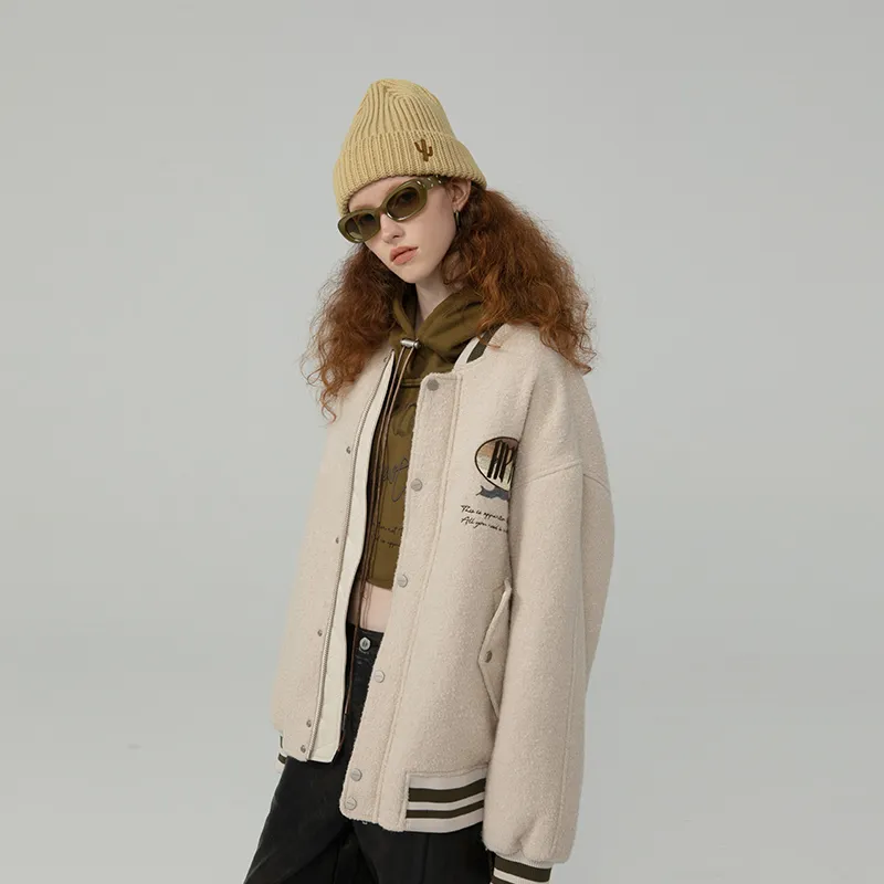 Apparition Baseball Jacket Unisex Antique White-3