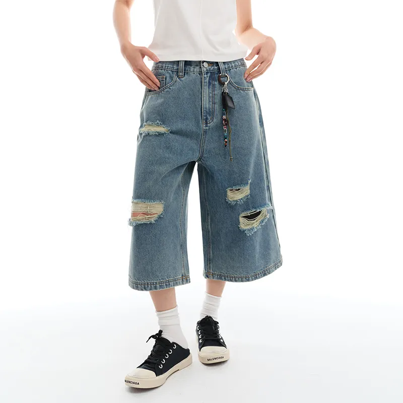Apparition Denim Shorts Unisex Denim Blue-3