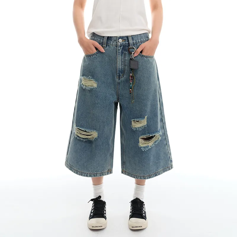 Apparition Denim Shorts Unisex Denim Blue-7