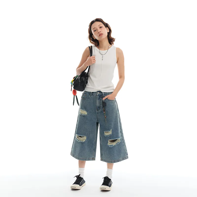 Apparition Denim Shorts Unisex Denim Blue-5