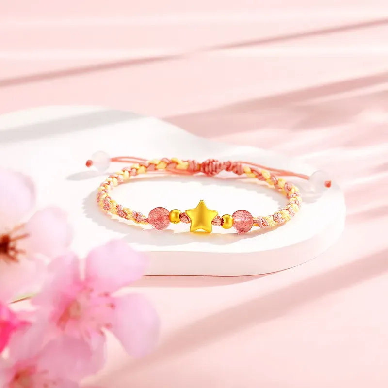 Avani Little Star Fashion Light Luxury Feel Versatile Elegant Woven 999 Solid Gold Fixed Price Gold Bracelet Unisex-1