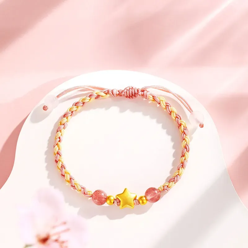 Avani Little Star Fashion Light Luxury Feel Versatile Elegant Woven 999 Solid Gold Fixed Price Gold Bracelet Unisex-3