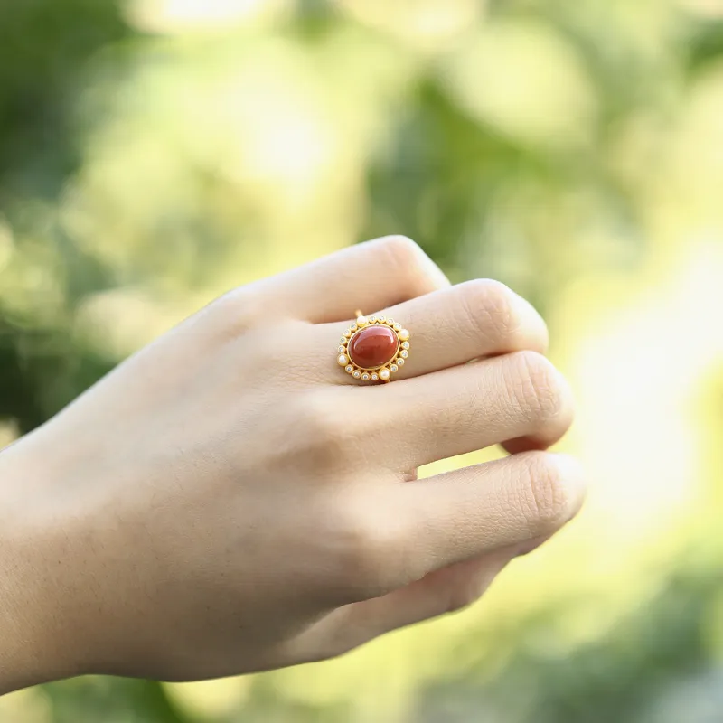 Honki South Red Agate Jade Rings Women's-1