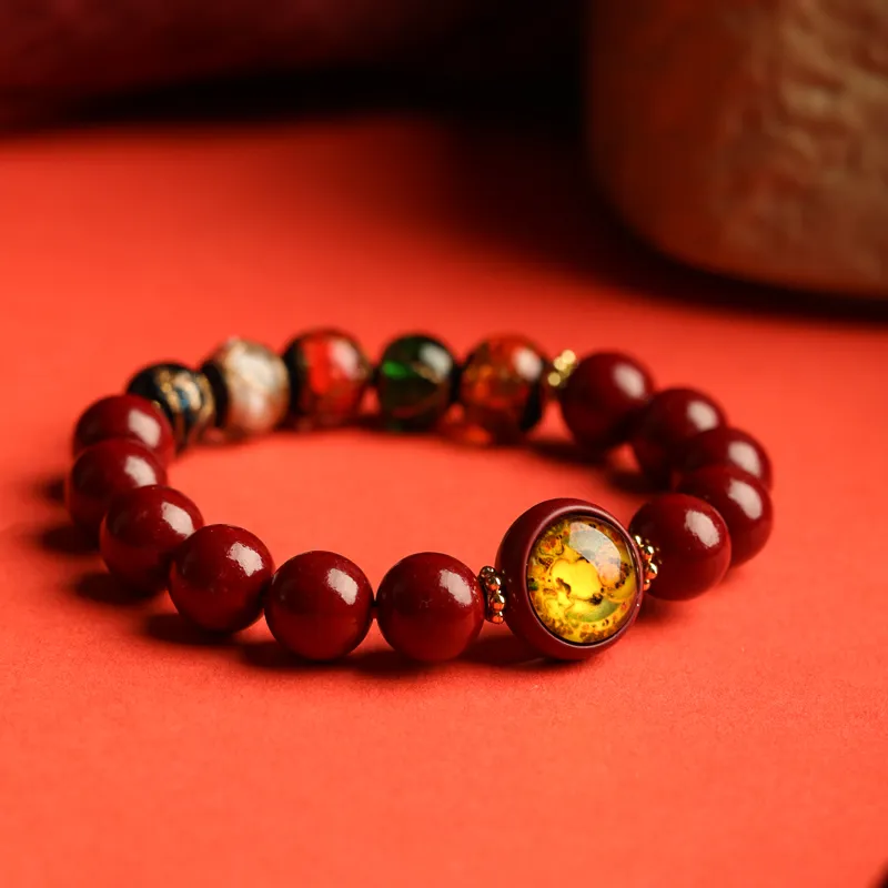 Honki Reconstructed Cinnabar Jade Bracelets Unisex-1