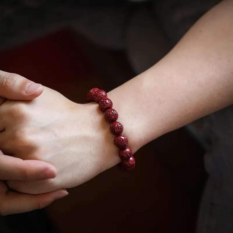 Honki Reconstructed Cinnabar Jade Bracelets Unisex-1