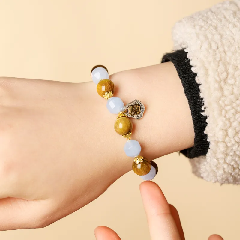 Honki Natural Tiger's Eye Stone Bracelets Unisex-3