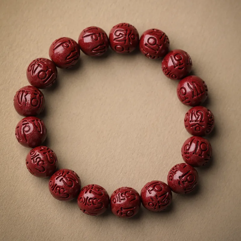 Honki Reconstructed Cinnabar Jade Bracelets Unisex-2