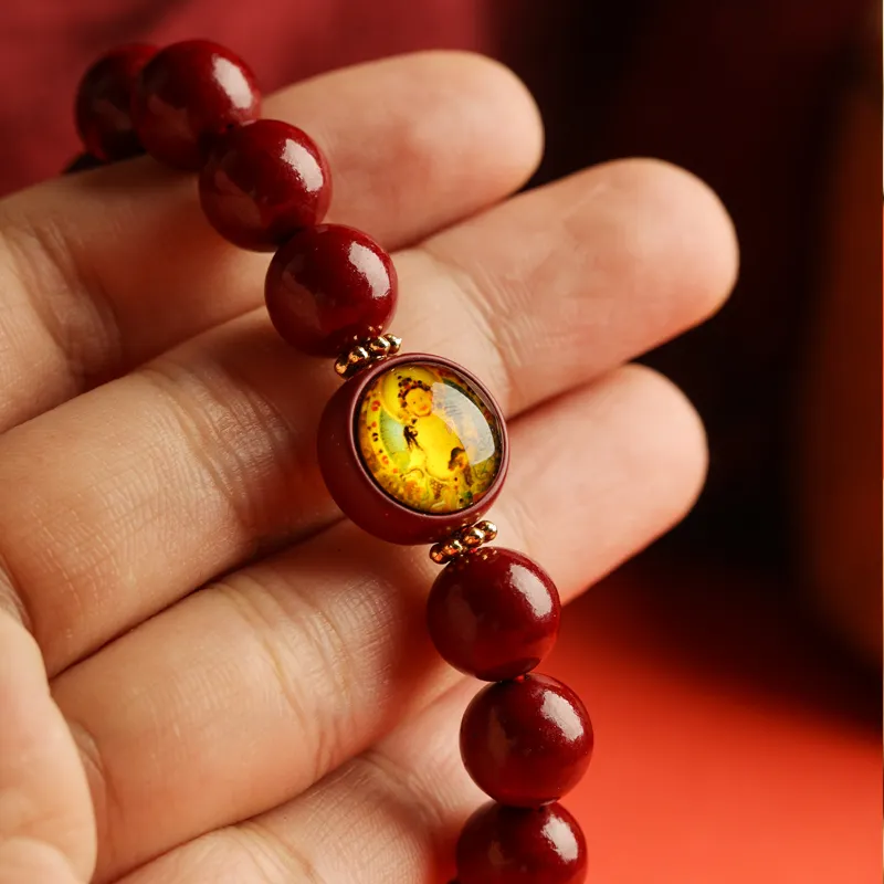 Honki Reconstructed Cinnabar Jade Bracelets Unisex-2