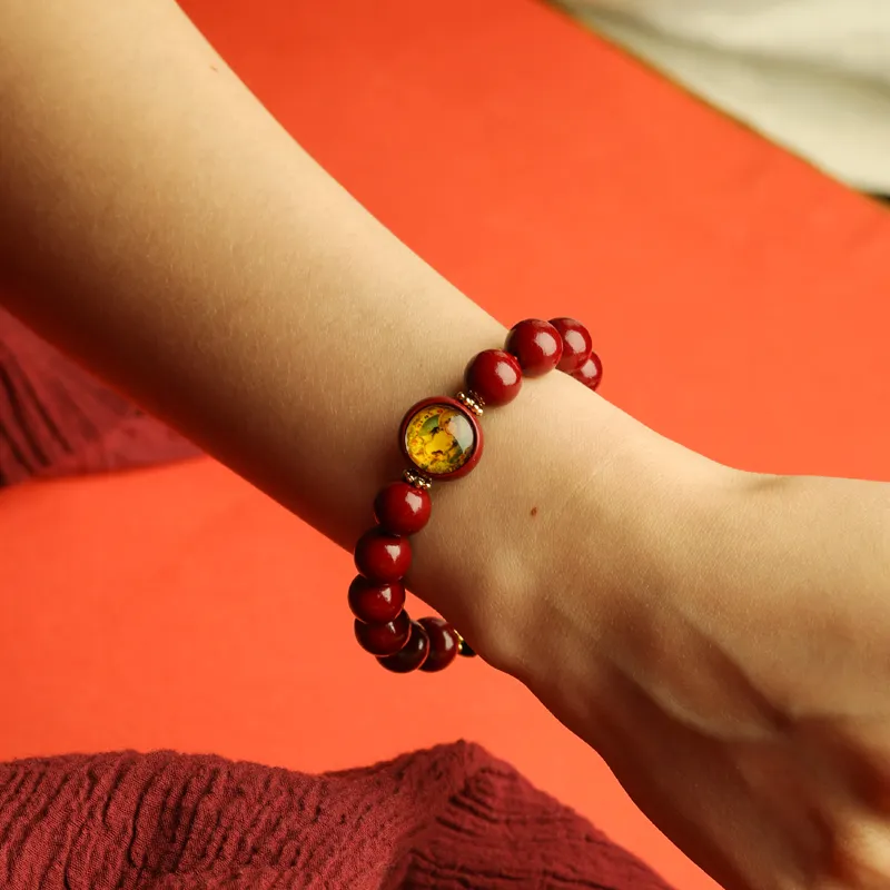 Honki Reconstructed Cinnabar Jade Bracelets Unisex-3
