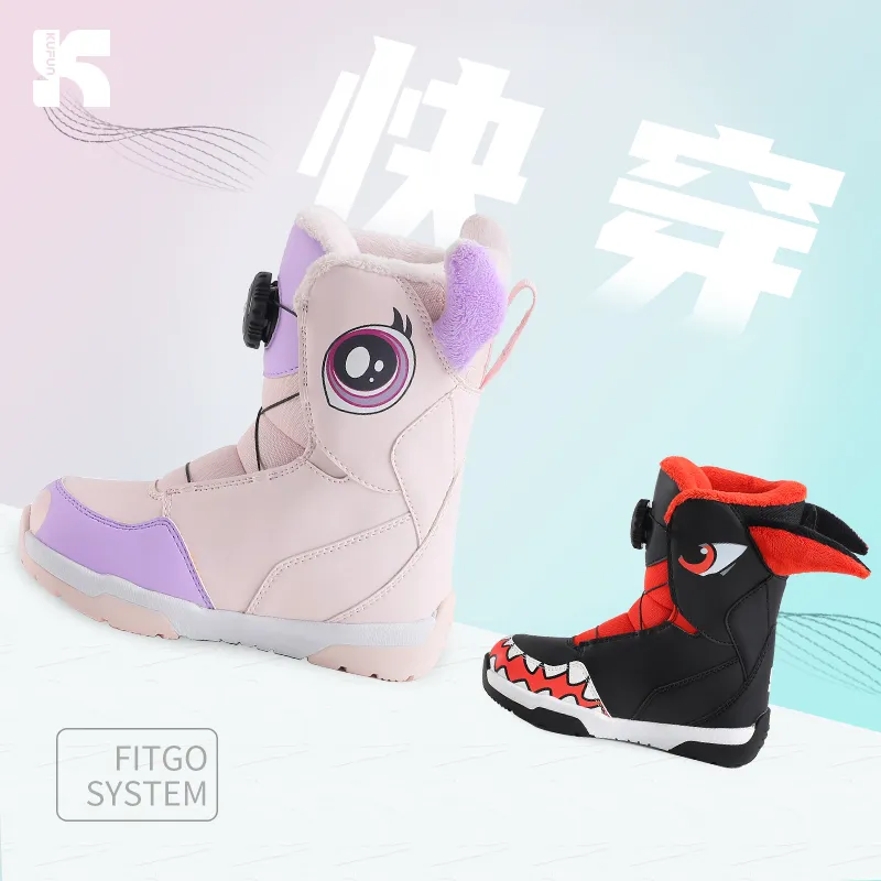KUFUN Single Snowboard Ski Boots Kids'-4