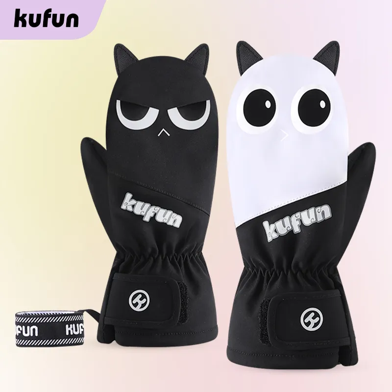 KUFUN Ski Gloves Windproof And Waterproof Two-Finger Pinch Winter Outdoor Sports Cycling Mittens Kids'-6